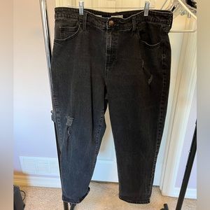 Universal Thread black vintage straight jeans, distressed, size 20W